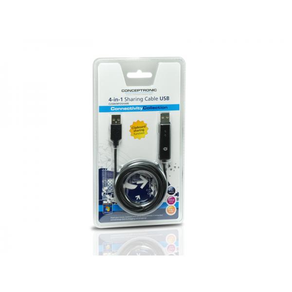 Conceptronic CUSBKMFOSHARE USB 2.0 1.8m, 1.8 m, Black, USB A, USB A, M/M