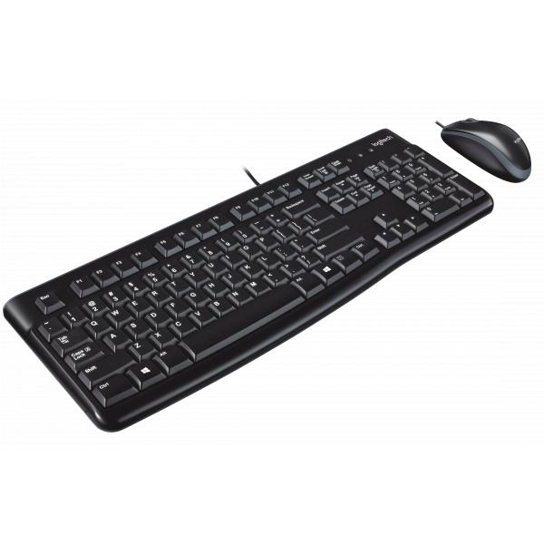 Logitech MK120 Keyb/Mouse Desktop Set, USB, Optical 1000 DPI, Scroll, Spill-free, Black