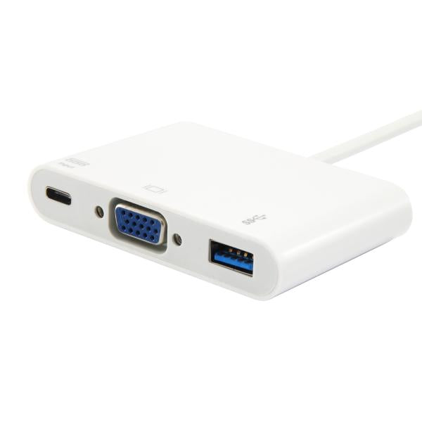 Equip 133462 USB Type C to VGA Female/USB A Female/PD Adapter, USB 3.2 Gen 1, White