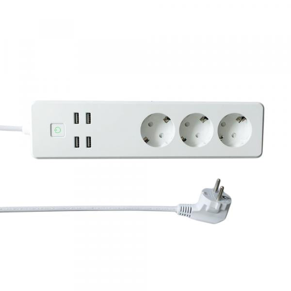 WOOX R4028 Smart Multi-plug/ slimme stekkerdoos, 3x Schuko, 4x USB, Powered by TUYA, White
