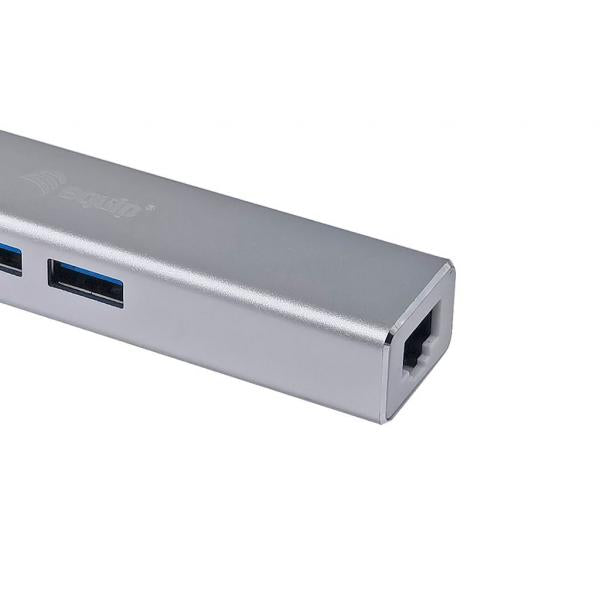 Equip 13348107101 USB-C to 3-port USB 3.0 Hubs with Gigabit adapter, USB 3.2 Gen 1, USB Type-A, WLAN