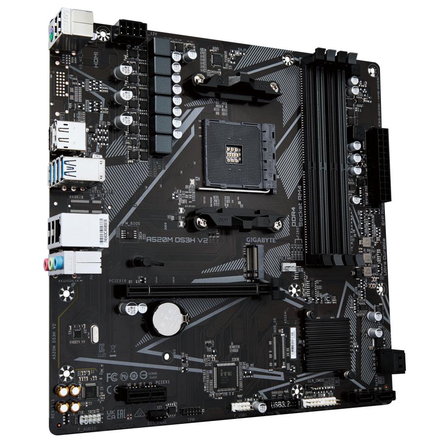Gigabyte A520M DS3H V2 A520M DS3H V2 (rev. 1.0) mATX, AMD, AM4, A520, 128 GB, DDR4, USB 3.2, GbE LAN