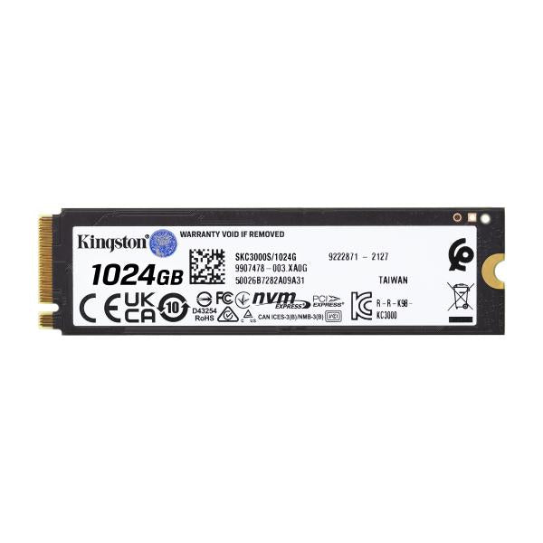 Kingston SKC3000S/1024G KC3000 SSD, 1TB, M.2 NVMe, PCIe 4.0, 3D TLC, 7000/ 6000 MB/s, Black