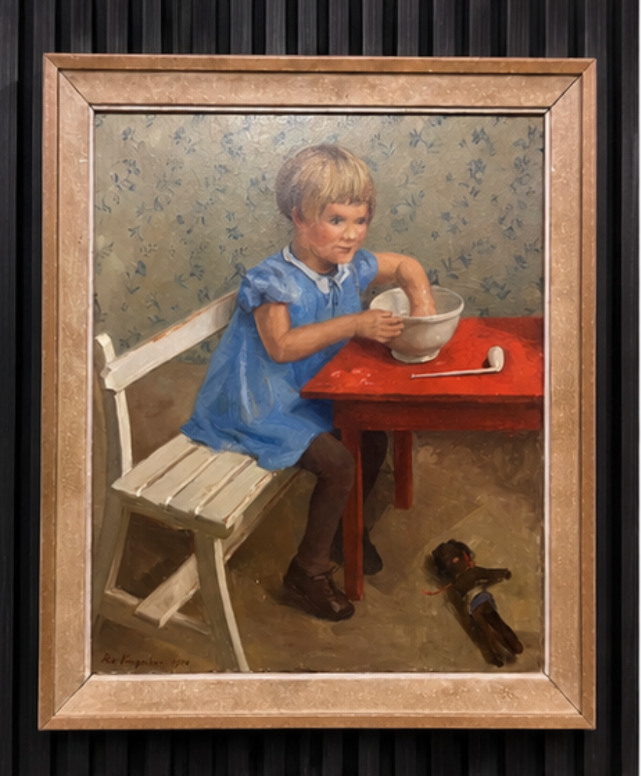 Schilderij “Meisje met de Bellenblaas” (1934) | Rie Knipscheer (1911–2003) | Olieverf op doek | Gesigneerd