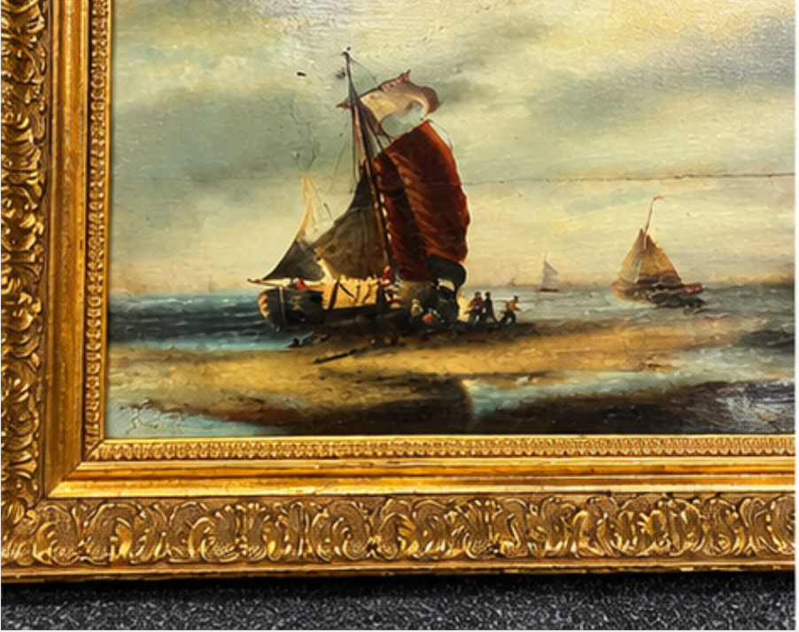 Historisch Zeegezicht met Zeilschepen | Olieverf op Paneel