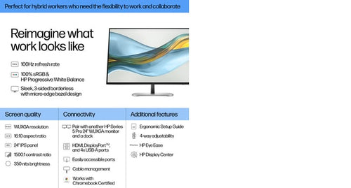 HP S5 Pro 524pn Refurbished | 24" IPS WUXGA Monitor | 1920x1200 | HDMI/DP/VESA | 12M Garantie