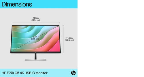 HP E27k G5 27" 4K IPS USB-C Monitor Black Refurbished | 3840x2160 | HA | TI | SW | PI | HDMI | DP | USB-C | RJ45 | VESA | 12M Garantie