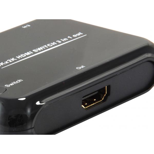 Equip 332721 HDMI 1.4 Switch 3x1, HDMI, Plastic, Black, IR, 7.1-CH, DTS-HD, Dolby TrueHD