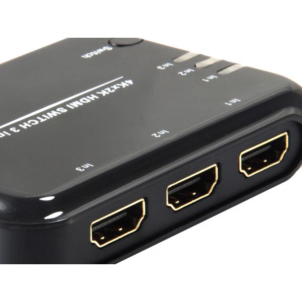 Equip 332721 HDMI 1.4 Switch 3x1, HDMI, Plastic, Black, IR, 7.1-CH, DTS-HD, Dolby TrueHD