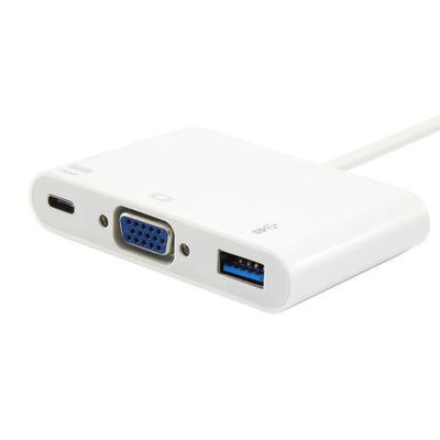 Equip 133462 USB Type C to VGA Female/USB A Female/PD Adapter, USB 3.2 Gen 1, White