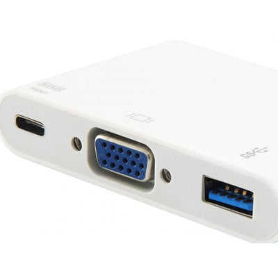 Equip 133462 USB Type C to VGA Female/USB A Female/PD Adapter, USB 3.2 Gen 1, White