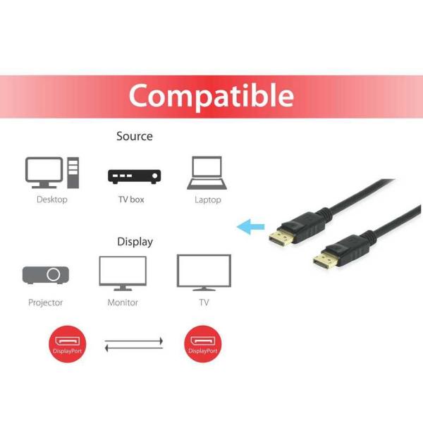 Equip 119253 DisplayPort 1.4 Cable, 3m, 3 m, DisplayPort, DisplayPort, M/M, 7680 x 4320p