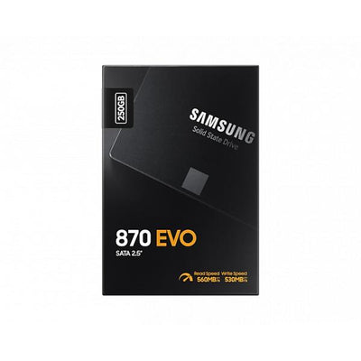 Samsung MZ-77E250B 870 EVO SSD, 250B, 2.5", SATA-3 6 Gbps, 3D V-NAND, 512 MB DDR4, 560/ 550 MB/s