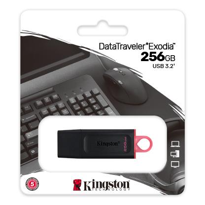 Kingston DTX/256GB Exodia USB Flash drive, 256 GB, USB 3.2, Black