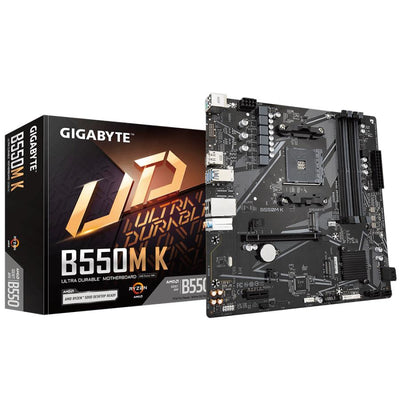 Gigabyte B550M K, AMD AM4, B550, DDR4, Dual PCIe 4.0/3.0 M.2, 1 Gbe LAN, USB 3.2 Gen 1