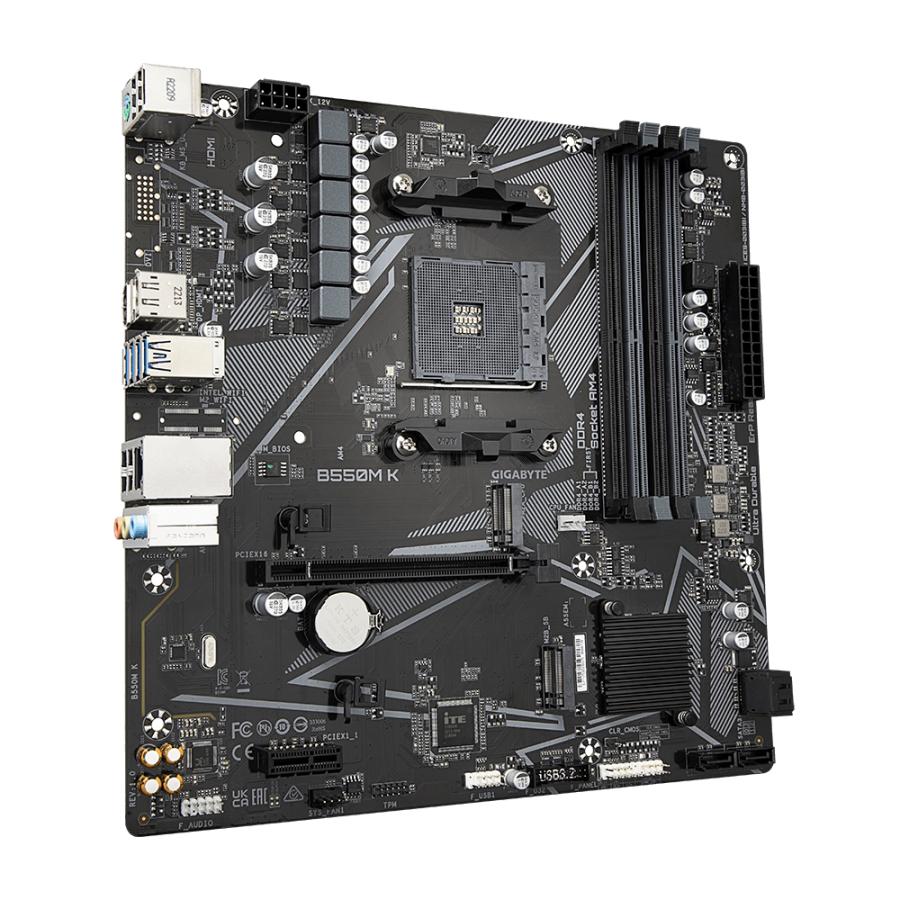 Gigabyte B550M K, AMD AM4, B550, DDR4, Dual PCIe 4.0/3.0 M.2, 1 Gbe LAN, USB 3.2 Gen 1