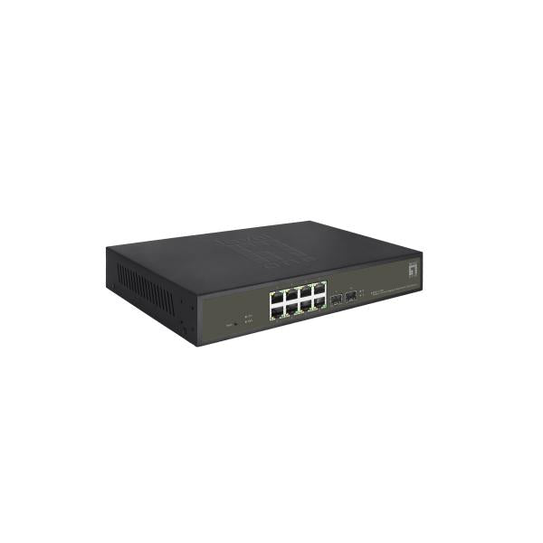 LevelOne GES-2110P Hilbert 10-Port Gigabit PoE Smart Lite Switch, 8x PoE 130W, 2x SFP, Managed, L2