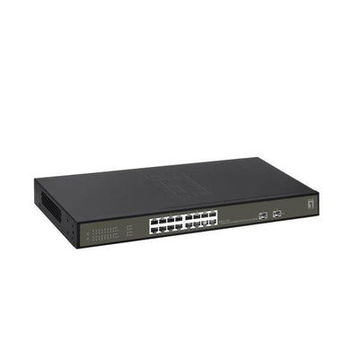 LevelOne GES-2118P Hilbert 18-Port Gigabit PoE Smart Lite Switch, 16x PoE 230W, 2x SFP, Managed, L2