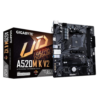 Gigabyte A520M K V2, mATX, AMD AM4, A520, DDR4, 5100 Mhz, USB 3.2 Gen 1, M.2, GbE LAN
