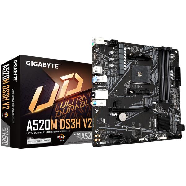 Gigabyte A520M DS3H V2 A520M DS3H V2 (rev. 1.0) mATX, AMD, AM4, A520, 128 GB, DDR4, USB 3.2, GbE LAN