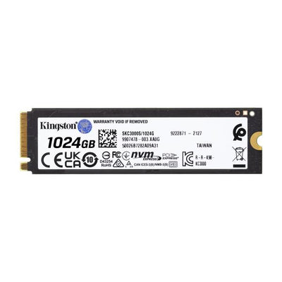 Kingston SKC3000S/1024G KC3000 SSD, 1TB, M.2 NVMe, PCIe 4.0, 3D TLC, 7000/ 6000 MB/s, Black