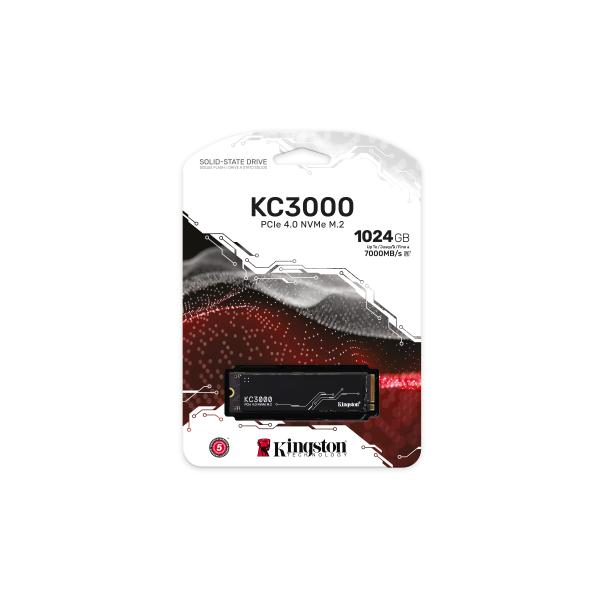 Kingston SKC3000S/1024G KC3000 SSD, 1TB, M.2 NVMe, PCIe 4.0, 3D TLC, 7000/ 6000 MB/s, Black