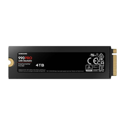 Samsung MZ-V9P4T0CW 990 Pro SSD, 4 TB, M.2 NVME, 7450 MB/s, Heatsink, 7450/ 6950 MB/s