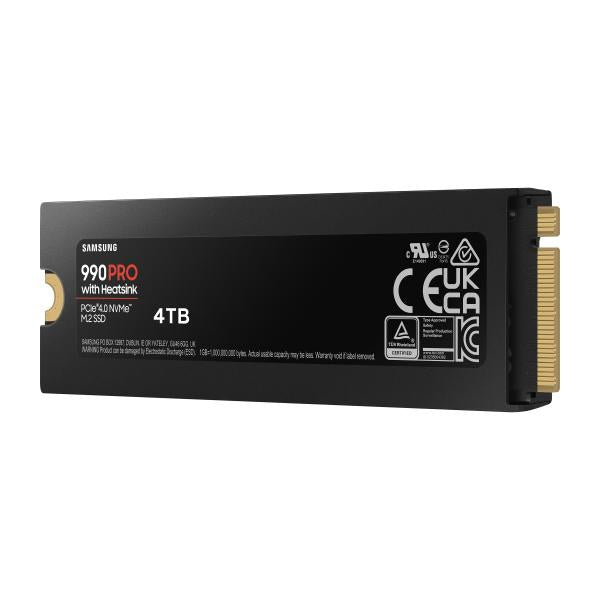 Samsung MZ-V9P4T0CW 990 Pro SSD, 4 TB, M.2 NVME, 7450 MB/s, Heatsink, 7450/ 6950 MB/s