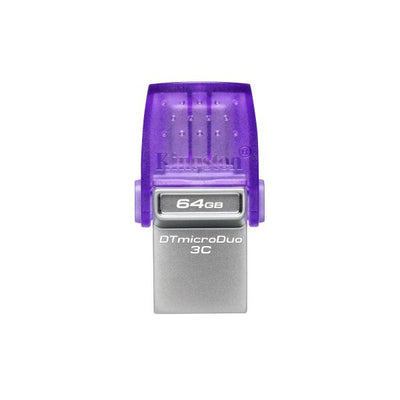 Kingston DTDUO3CG3/64GB DataTraveler microDuo 3C, 64 GB, USB 3.2 Gen 1 Type-C, 200 MB/s, Purple