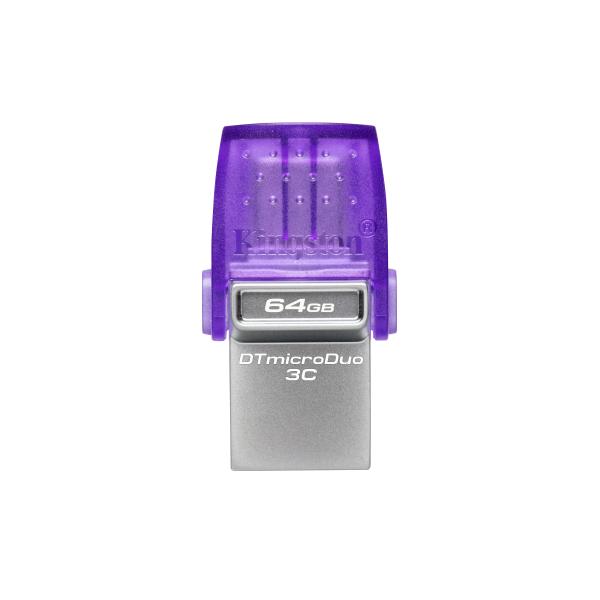 Kingston DTDUO3CG3/64GB DataTraveler microDuo 3C, 64 GB, USB 3.2 Gen 1 Type-C, 200 MB/s, Purple