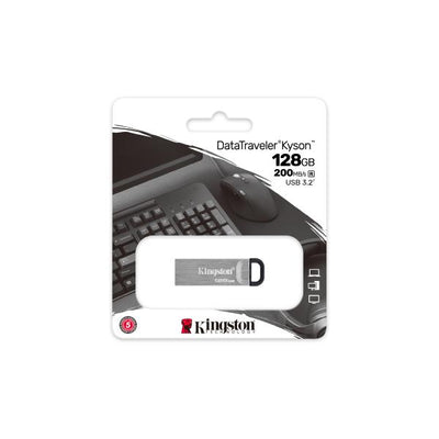 Kingston DTKN/128GB DataTraveler Kyson, 128 GB, USB 3.2, 200/ 60 MB/s, Capless, Silver