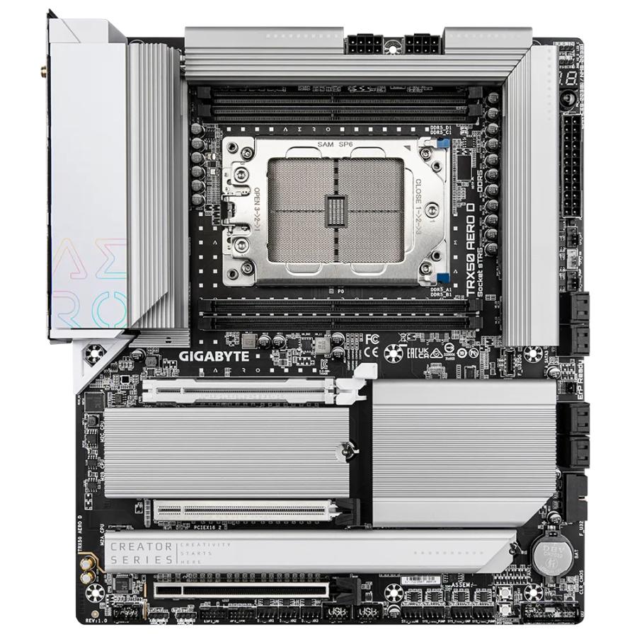 Gigabyte TRX50 AERO D, AMD TR5, AMD Ryzen™ Threadripper™, DDR5 DIMM, USB 3.2 Gen 2, 2.5 GbE, WI-