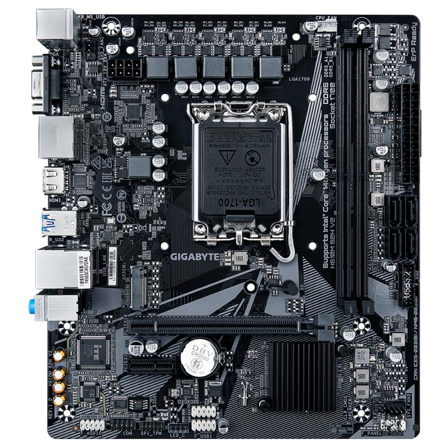 Gigabyte H610M S2H V2 H610M S2H V2, , Intel, LGA1700, DDR5 (5600MHz) GBe LAN, M.2, USB3.2 Gen 1