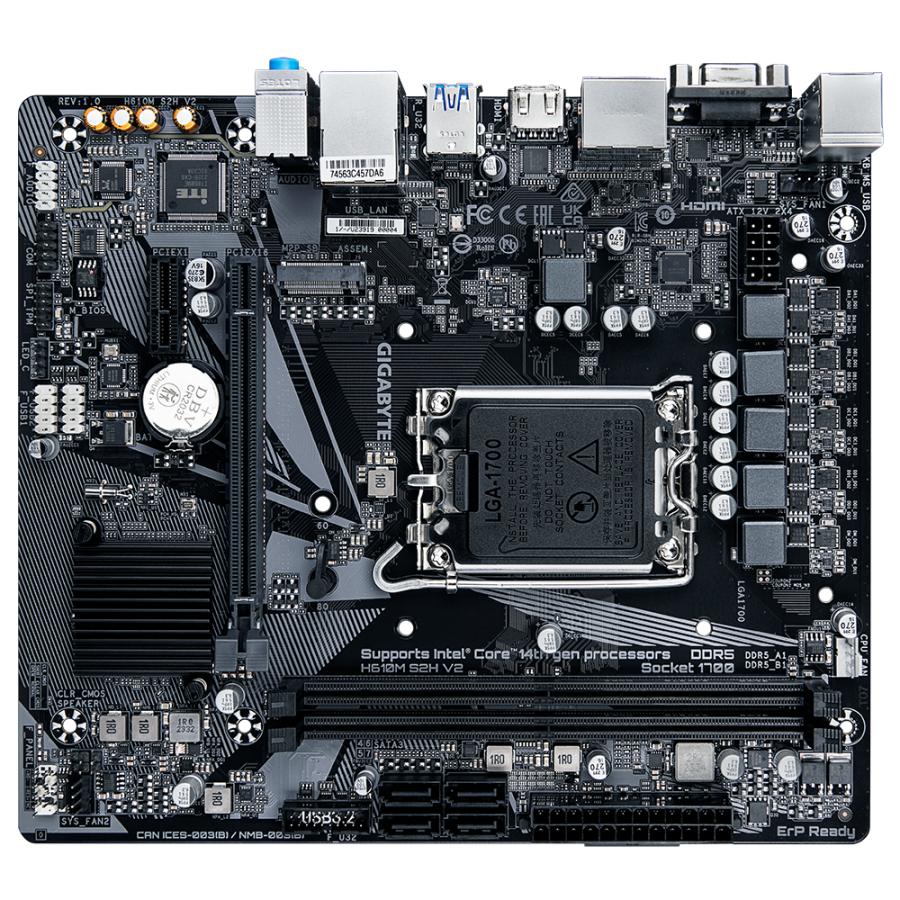 Gigabyte H610M S2H V2 H610M S2H V2, , Intel, LGA1700, DDR5 (5600MHz) GBe LAN, M.2, USB3.2 Gen 1