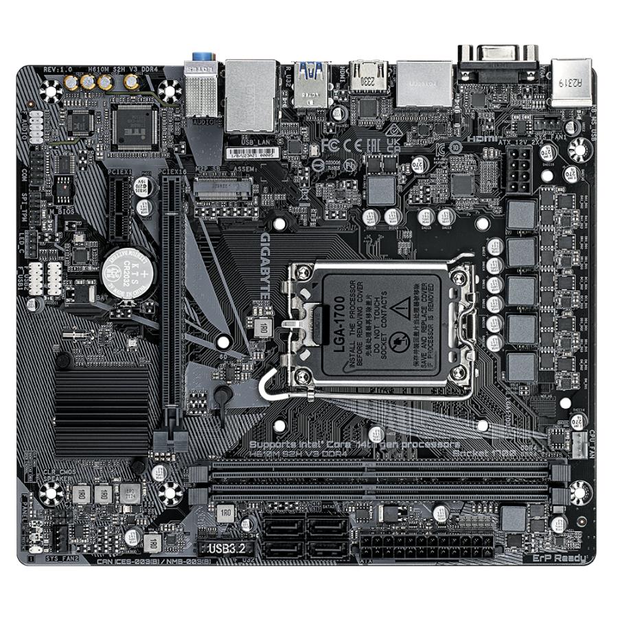 Gigabyte H610M S2H V3 DDR4 H610M S2H V3, Intel LGA1700, DDR4, 3200 MHz, GbE LAN, 4+1+1 Digital VRM