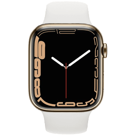 Apple Watch Series 7 45mm RVS Goud 4G Refurbished | Wit Sportbandje | 1 jaar Garantie | Accessoires