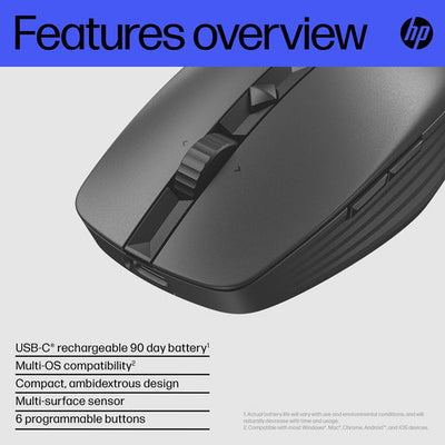 HP 715 RECHBL Mult-Dvc Bluetooth Mouse Refurbished | Bluetooth Muismat | Compact & Ergonomisch | 12M Garantie