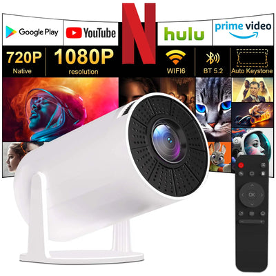 XBJ Mini Beamer met WiFi 6 & Bluetooth 5.2 | Android 11 Smart Projector | 1080p HD (4K Support) | 200 ANSI | 180° Draaibaar