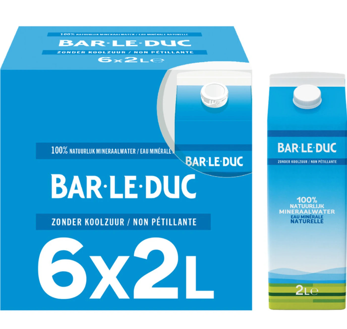 Bar-le-Duc Natuurlijk Mineraalwater 6 x 2L | Zonder Koolzuur | Voordeelverpakking (12 Liter)