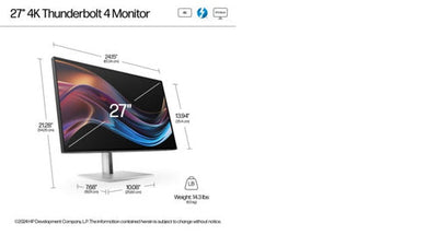 HP Pro 727pk | 27" 4K IPS Monitor (3840x2160) | 2x DP, HDMI, TB4, USB-C | 1 Jaar Garantie