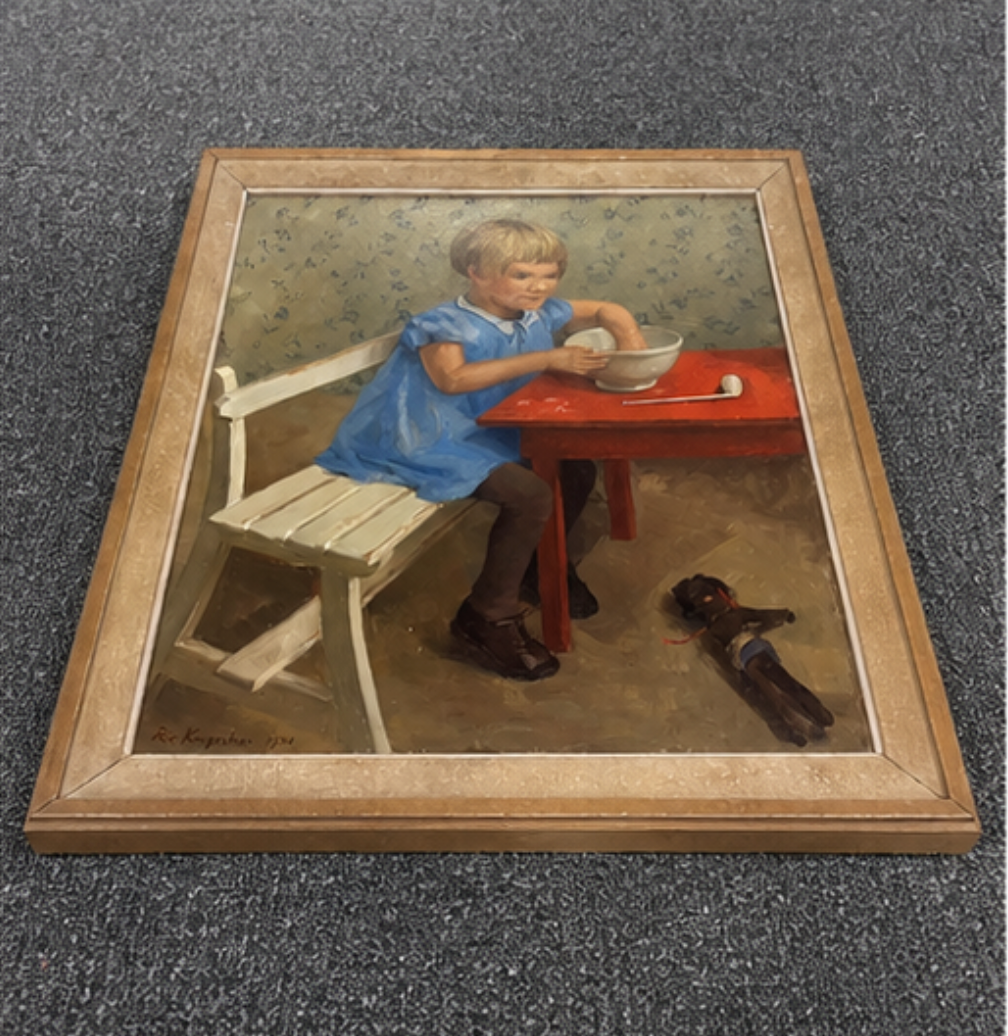 Schilderij “Meisje met de Bellenblaas” (1934) | Rie Knipscheer (1911–2003) | Olieverf op doek | Gesigneerd