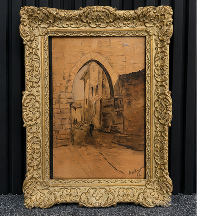 Stadsgezicht met Middeleeuwse Poort | Gesigneerd R. de Kuyper (1932)