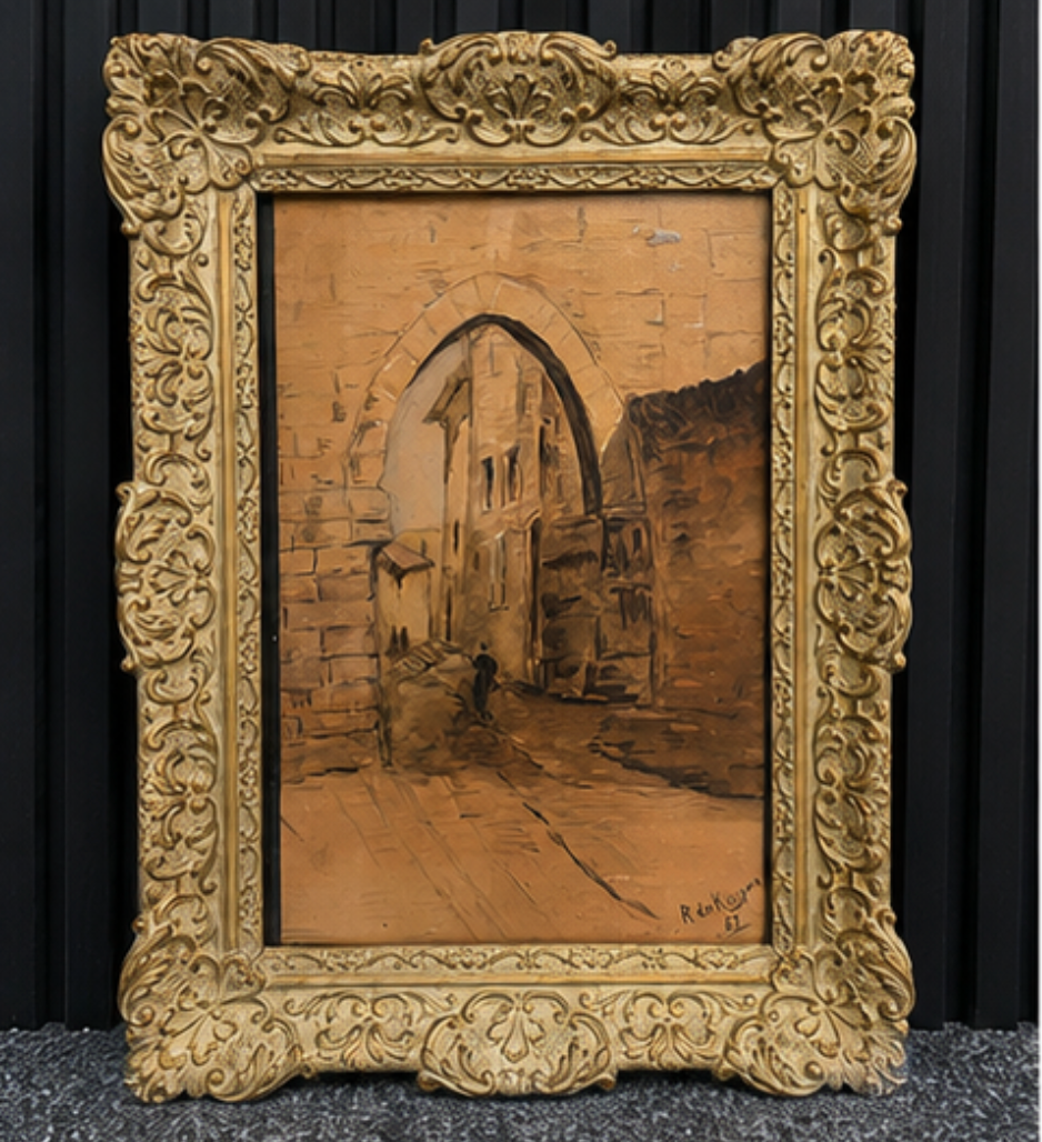 Stadsgezicht met Middeleeuwse Poort | Gesigneerd R. de Kuyper (1932)