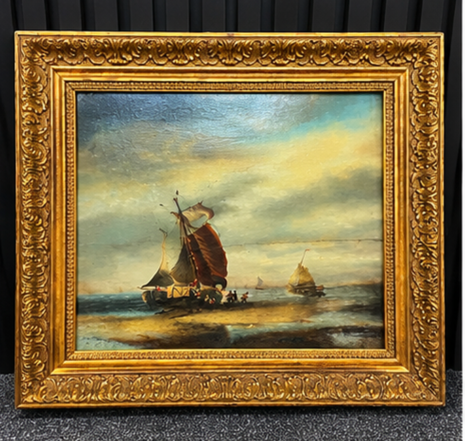 Historisch Zeegezicht met Zeilschepen | Olieverf op Paneel
