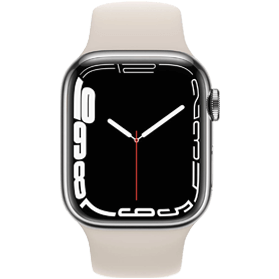Apple Watch Series 7 41mm RVS Zilver Refurbished | 4G met Wit Sportbandje | 1 Jaar Garantie | Accessoires