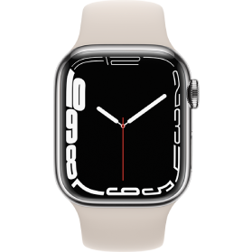 Apple Watch Series 7 41mm RVS Zilver Refurbished | 4G met Wit Sportbandje | 1 Jaar Garantie | Accessoires